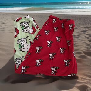 Peanuts Snoopy Christmas Holiday Lounge PJ Sleep Pants Fleece Ladys 2X 18W-20W